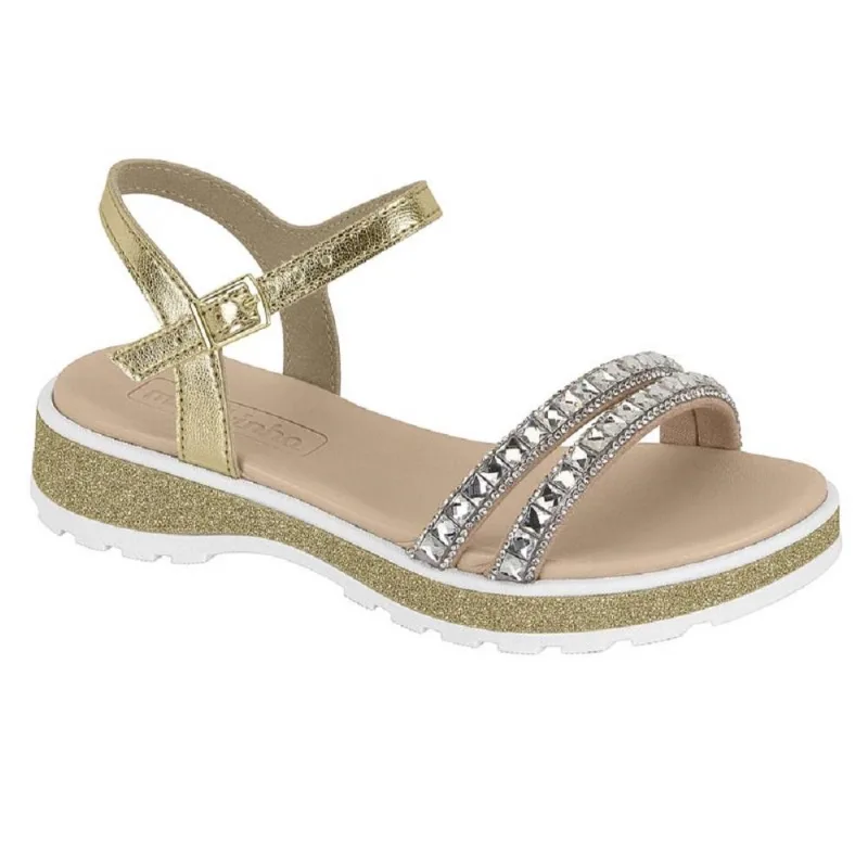 Sandalia Molekinha Ref 2361.207.29201 Dourado/creme-cristal 027