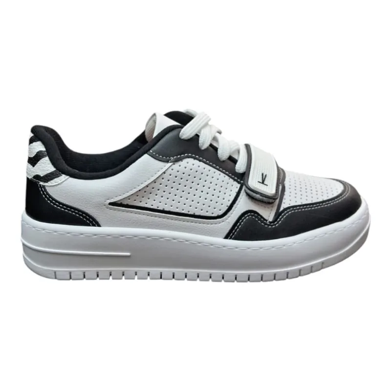 Tênis Vizzano Casual Feminino Confortável Branco e Preto