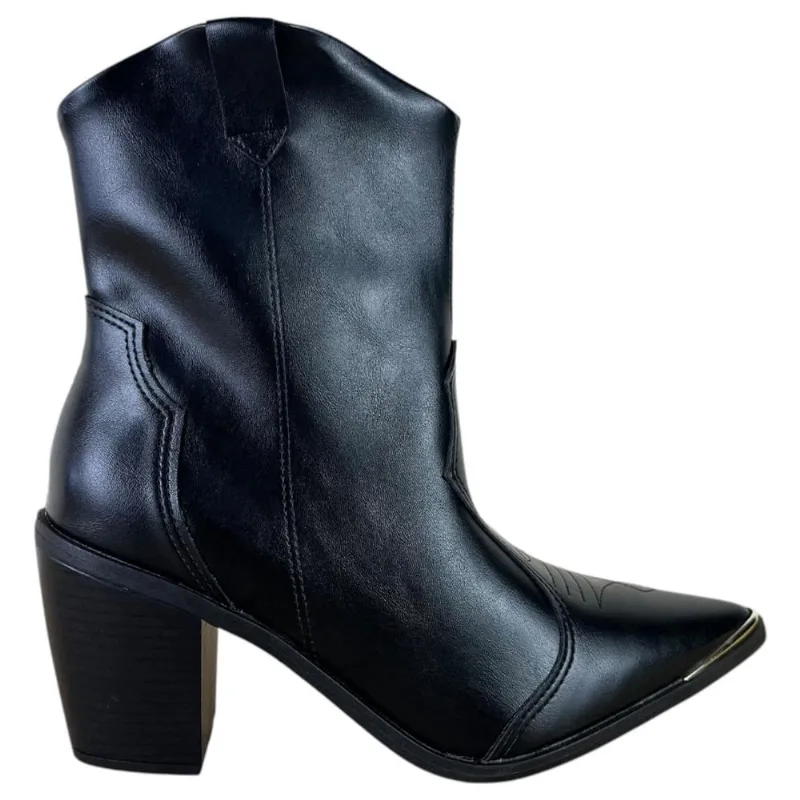 Bota Country Feminina Vizzano Salto Médio Bico Fino em Napa