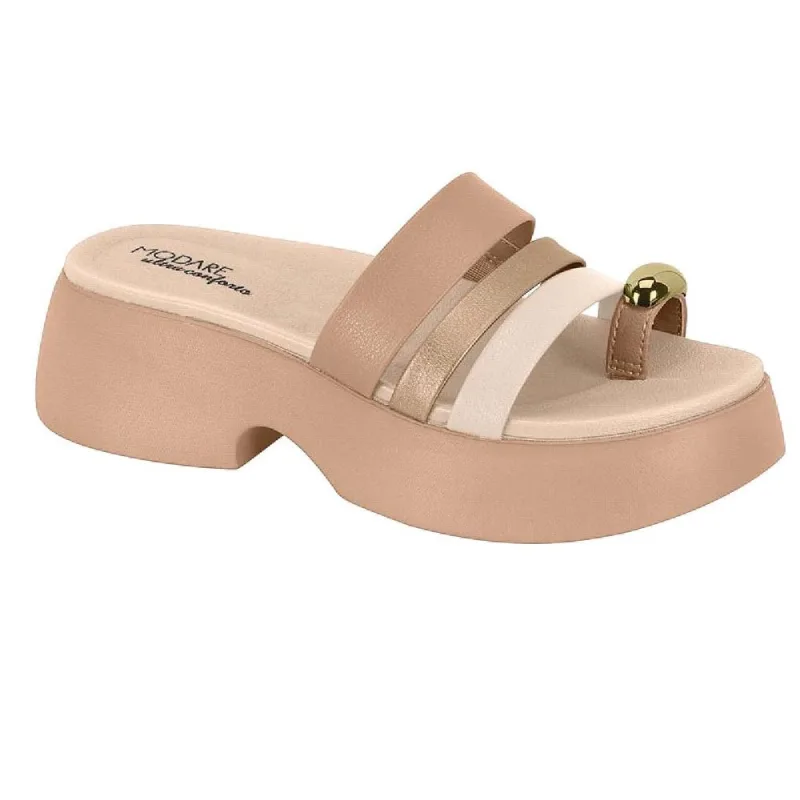 Sandalia Modare Salto Grosso Ref 7210.101.28590 Nude/creme/dourado 037