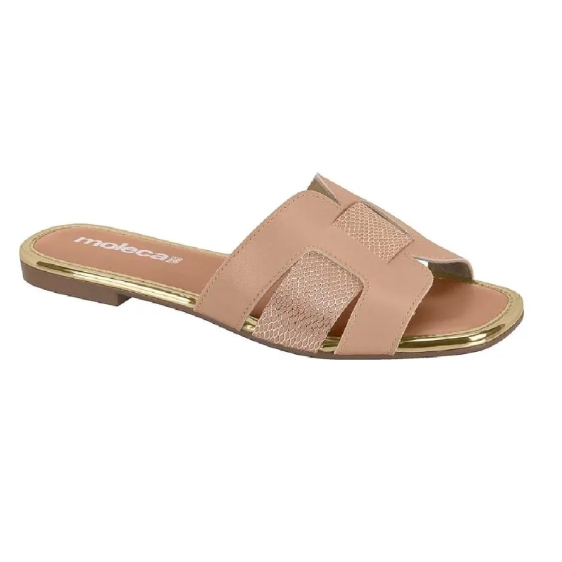 Sandalia Moleca Rasteira Confortável Ref 5435.553.29850 Nude/nude-dourado/dourado 034