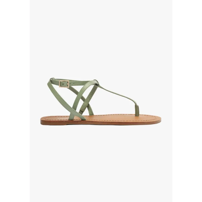 Sandália Rasteira Slim Cross - Verde 035