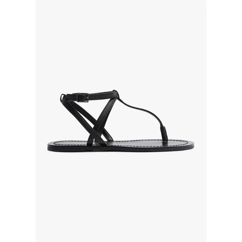 Sandália Rasteira Slim Cross - Preto 036