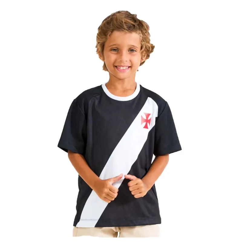 Camisa Juvenil Vasco 14 Anos Braziline Principia Preto Branco (MP)