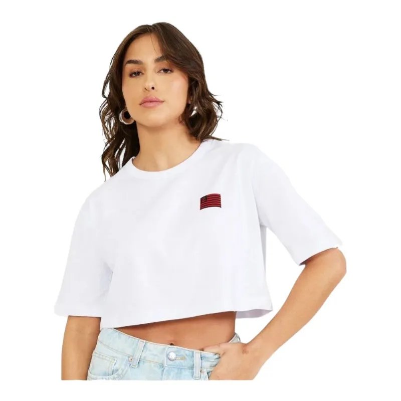 Camisa Cropped Feminina Flamengo Braziline Fervor Branco G (MP)