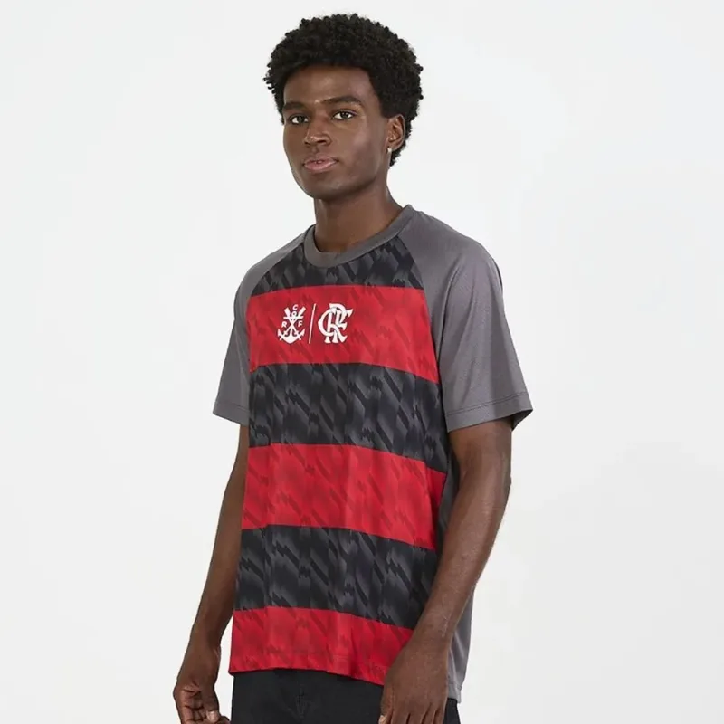 Camisa Masculina Flamengo G Braziline Harmonia Cinza E Vermelho (MP) - Braziline