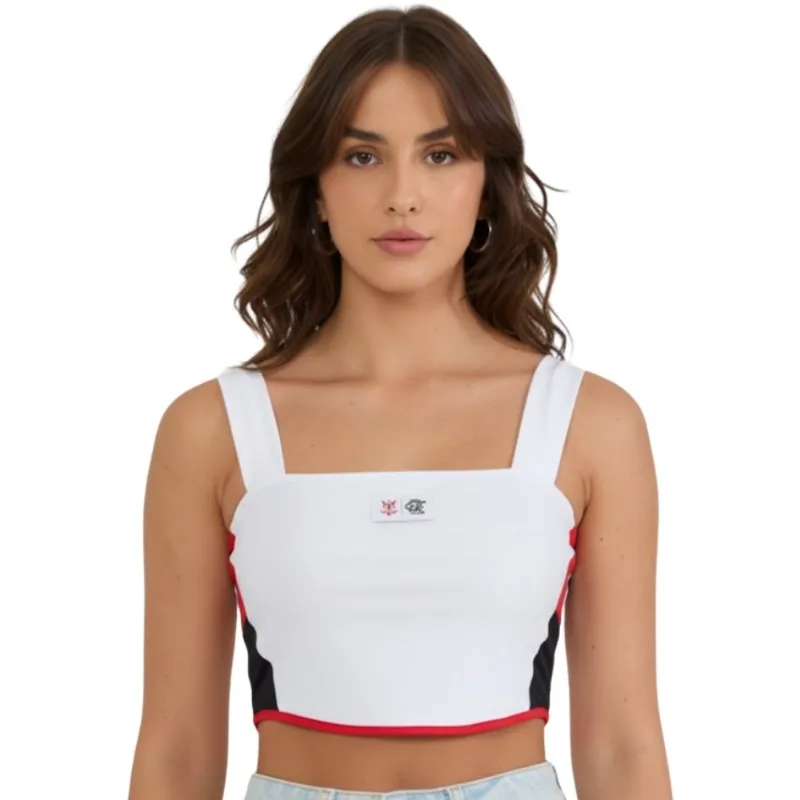 Camisa Cropped Feminina Flamengo Braziline Cintilar Branco M (MP)