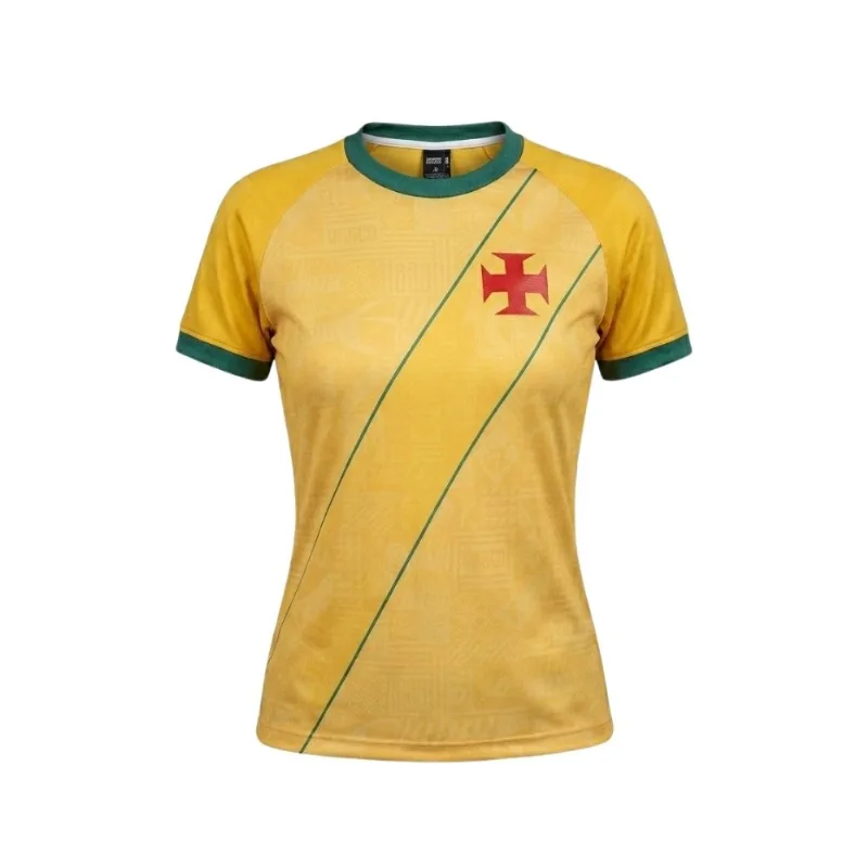 Camiseta Feminina P Vasco Braziline Folha Amarelo (MP) - Braziline