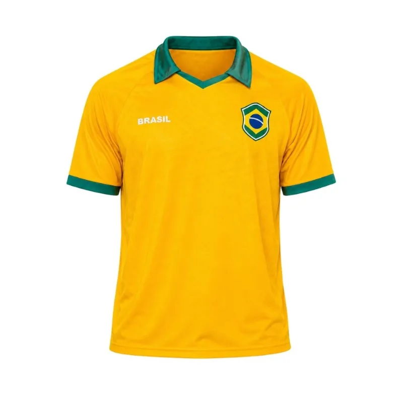 Camisa Do Brasil Masculina M Braziline Polo Espelho Amarelo (MP)