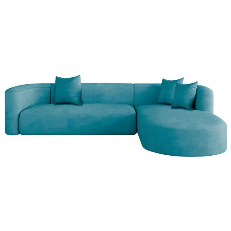 Sofá Modular Celinne Luxuoso Sala De Estar Decoração Luxo 265cm Suede Corano Azul Turquesa - OUTRAS - Móveis