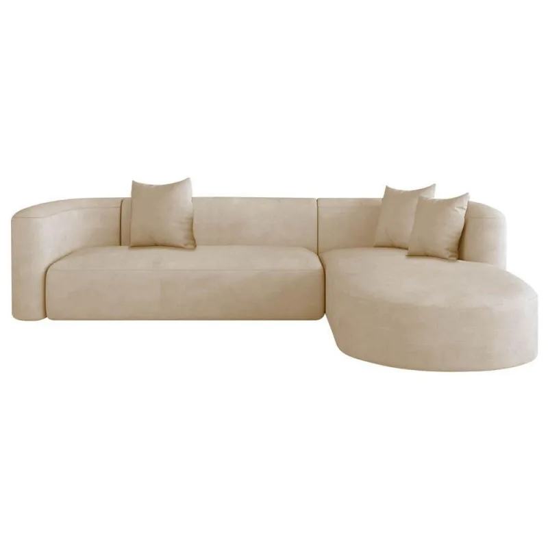 Sofá Modular Celinne Luxuoso Sala De Estar Decoração Luxo 265cm Suede Cor Bege - OUTRAS - Móveis