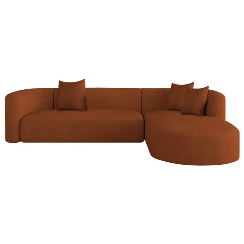 Sofá Modular Celinne Luxuoso Sala De Estar Decoração Luxo 265cm Suede Terracota - OUTRAS - Móveis