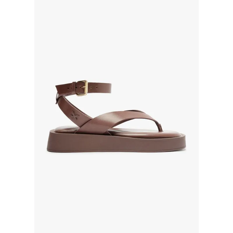 Sandália Flatform Feminina Tiras - Marrom 038