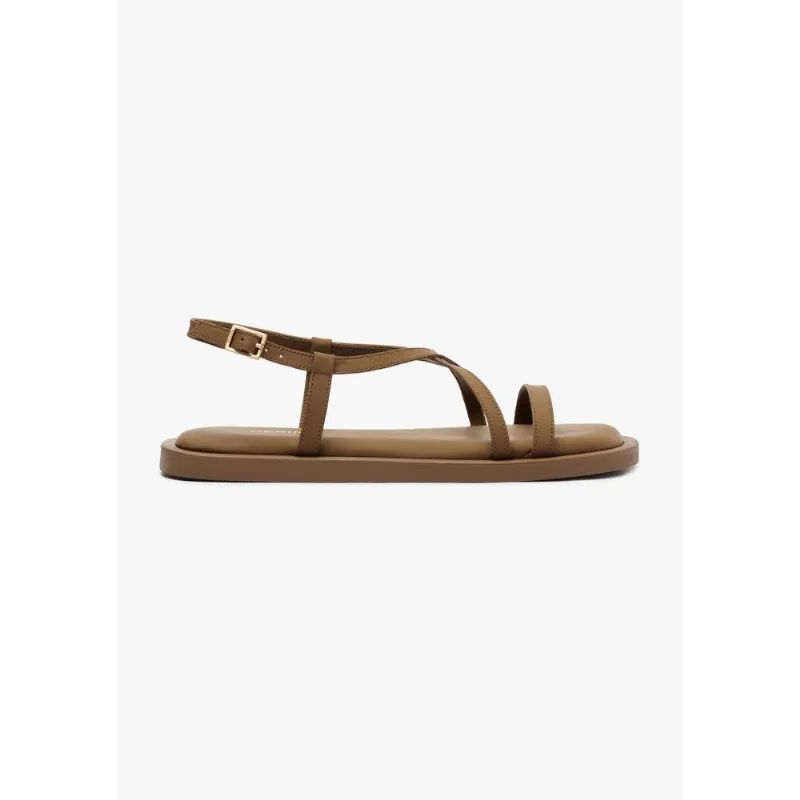 Sandália Rasteira Tiras Assimétricas - Marrom 039 - Hering Shoes