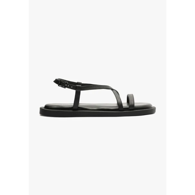 Sandália Rasteira Tiras Assimétricas - Preto 035