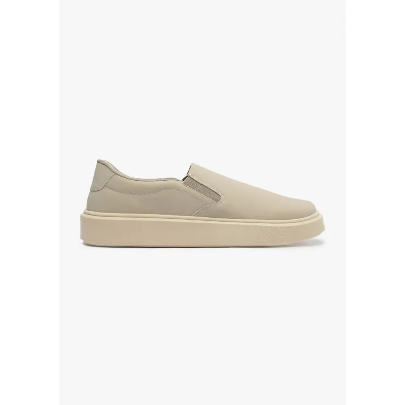 Tênis Masculino Slip On Couro - Bege 037
