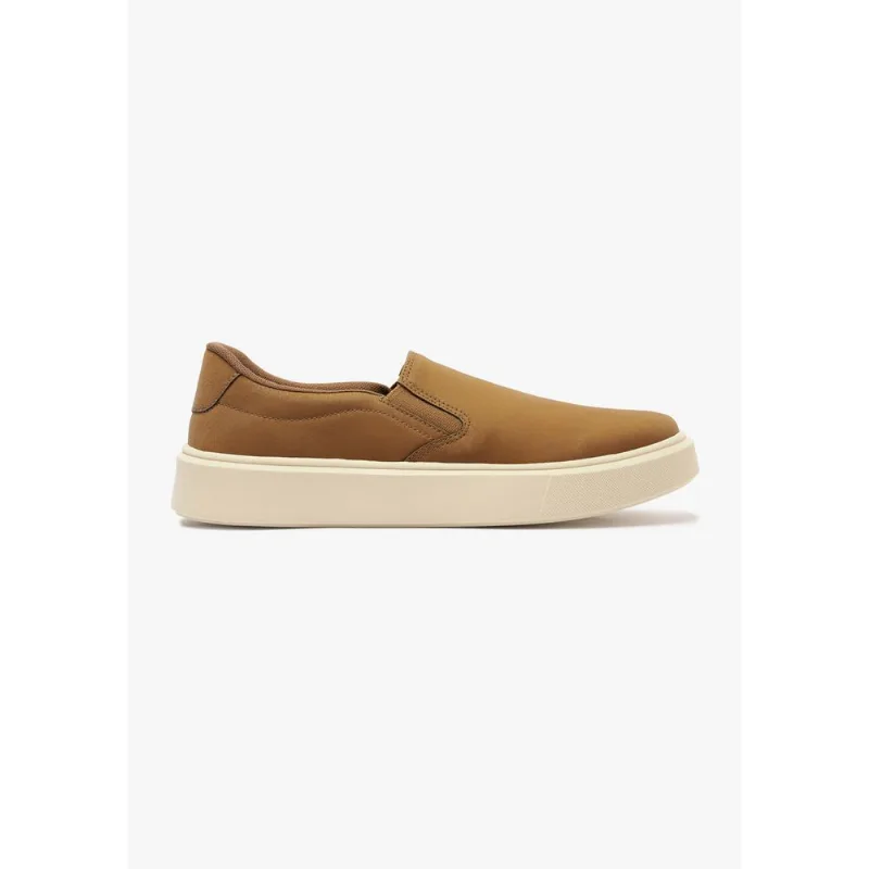 Tênis Masculino Slip On Couro - Bege 040