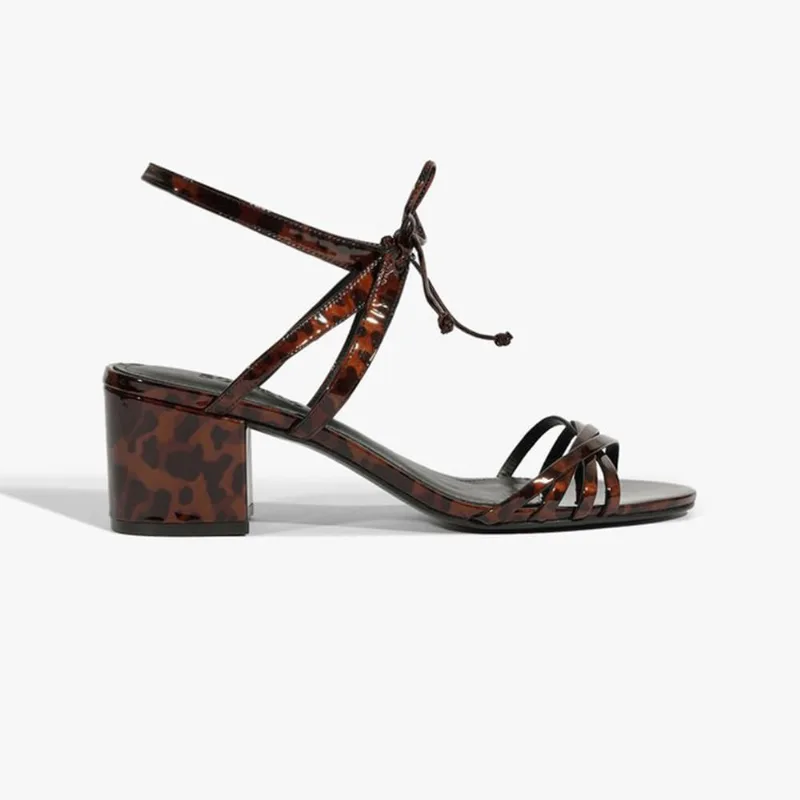 Sandália salto bloco verniz onça S 20001 0876 0007 schutz