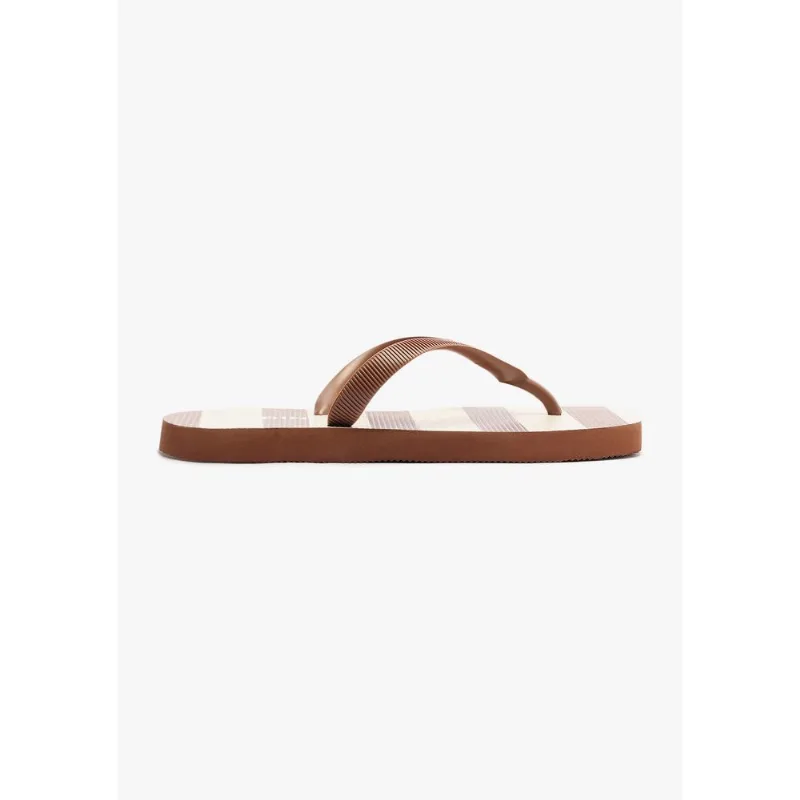 Chinelo De Dedo Feminino Quadrado Listras - Marrom 040