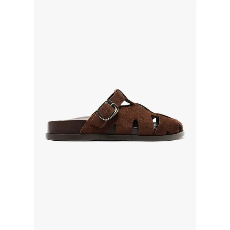 Mule Rasteira Tiras Huarache - Marrom 037