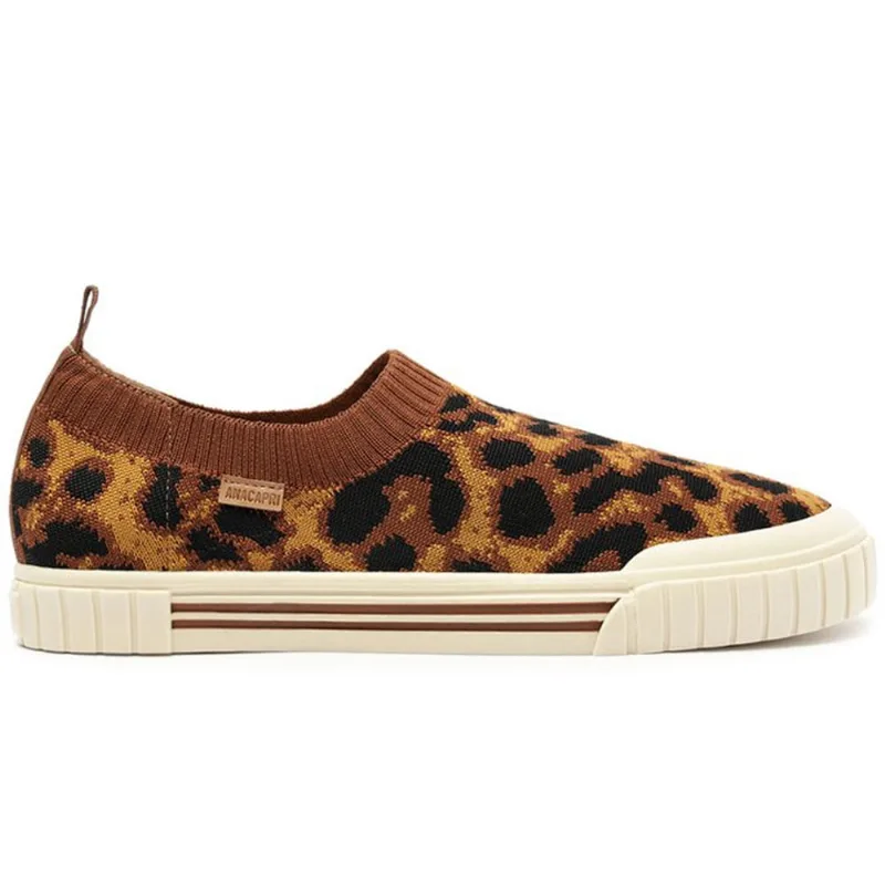 Tênis slip on knit alê animal print C 30405 0004 0025 anacapri