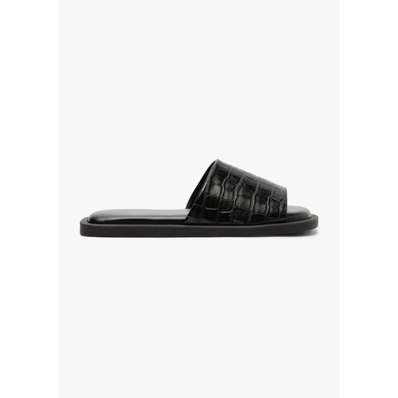 Chinelo Slide Feminino Croco - Preto 034