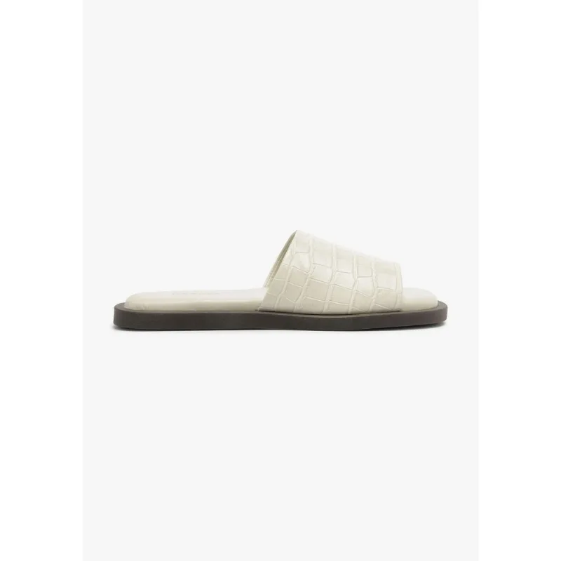Chinelo Slide Feminino Croco - Off white 039