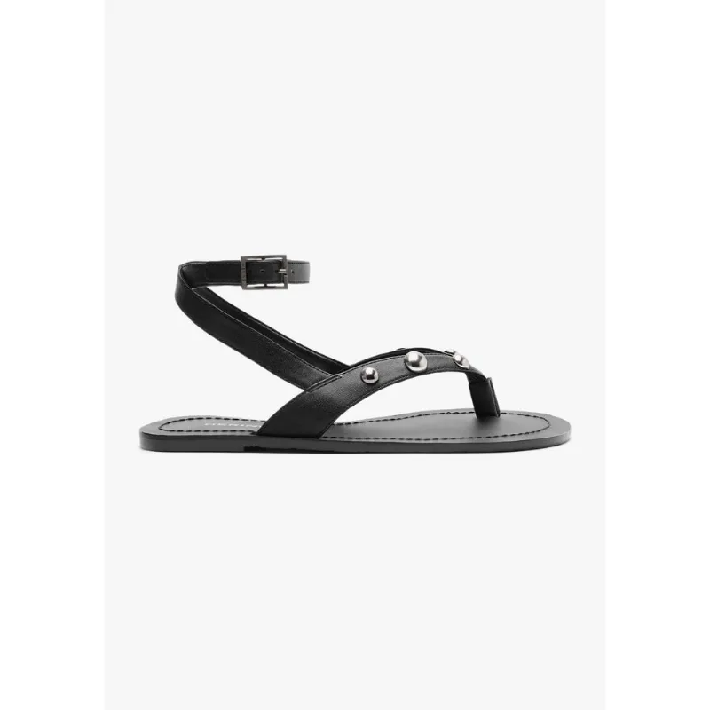 Sandália Rasteira Tachas - Preto 040