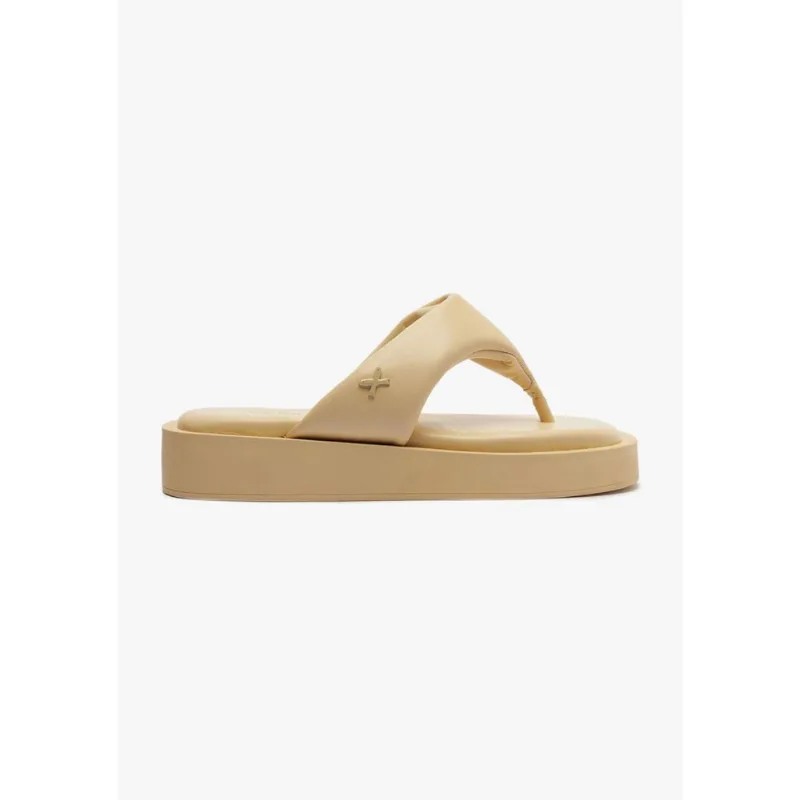 Sandália Solar Flatform Feminina Tira Acolchoada - Bege 036