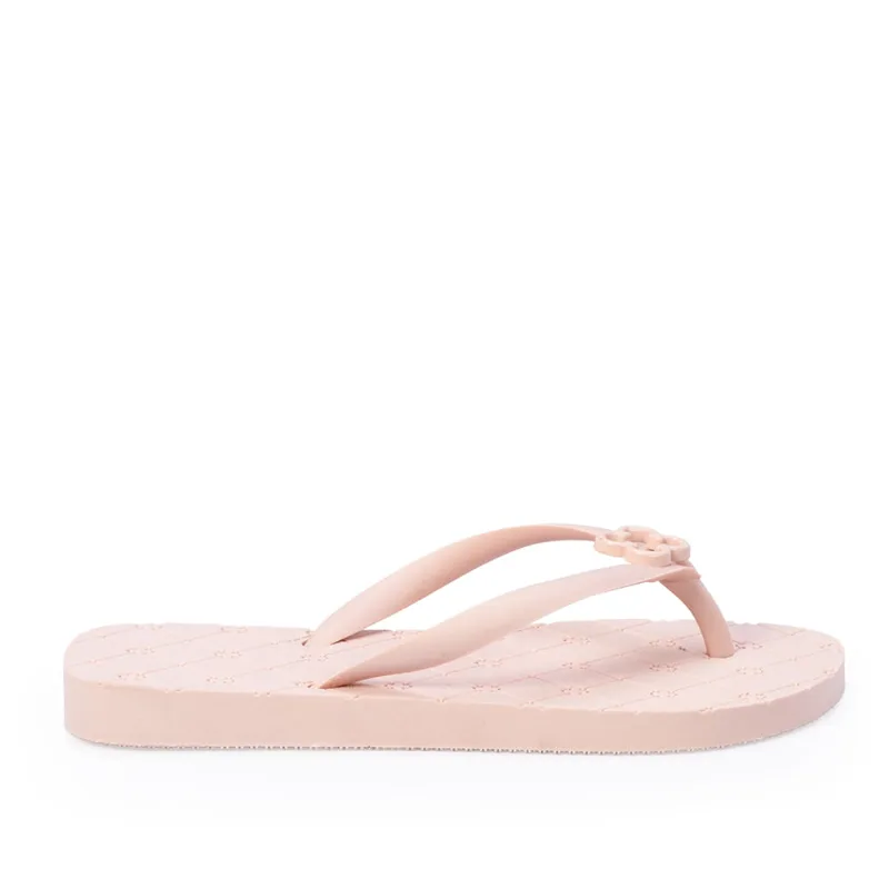 Chinelo De Dedo Infantil Monograma Rosa Peônia Injetado 27.28