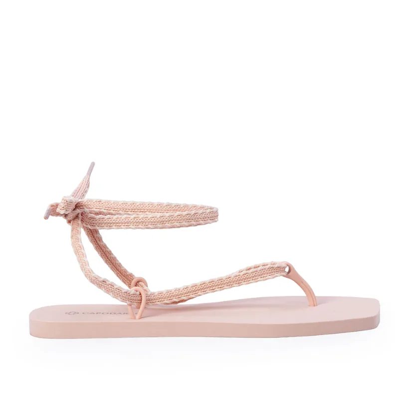 Chinelo de Dedo Injetado Amarração Rosa Peônia Cru 35.36 - CAPODARTE