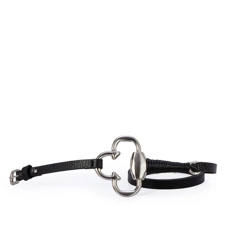 Cinto Fino Preto Couro Detalhes Prateados 85