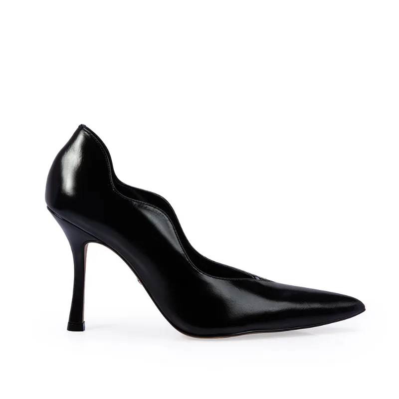 Scarpin Salto Alto Couro Preto 34