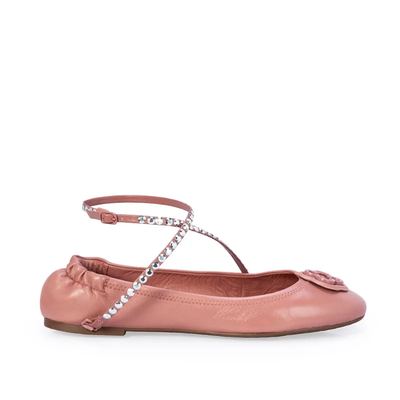 Sapatilha Ballerina Catherine Couro Rosa Malva Pedrarias 38 - CAPODARTE