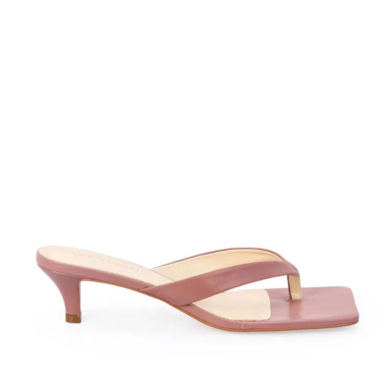 Mule Bico Quadrado Couro Rosa Malva 39