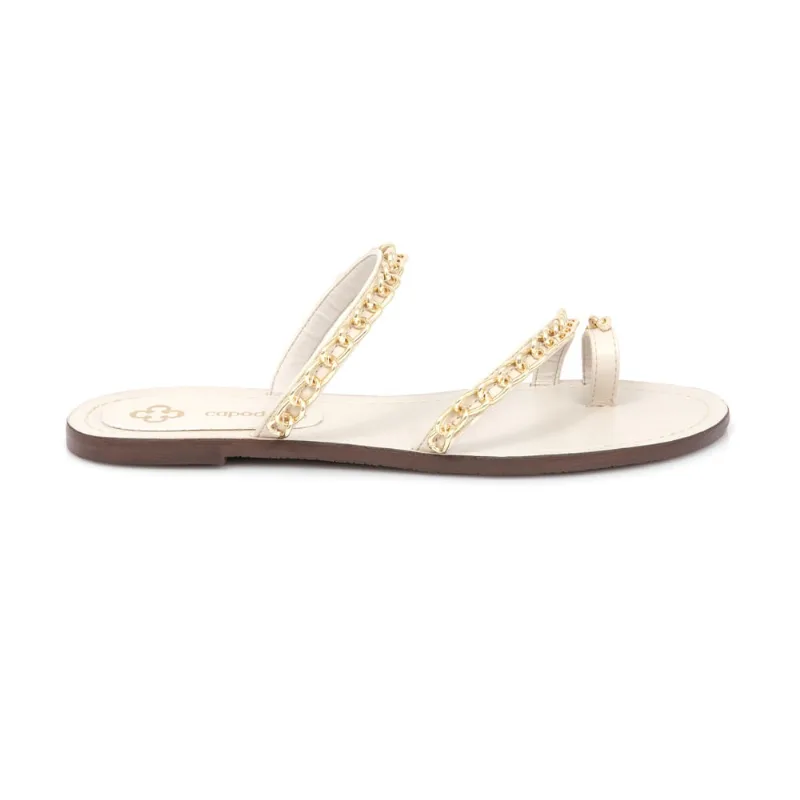 Chinelo Rasteiro Correntes Bico Redondo 35