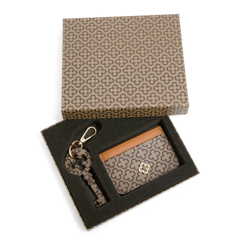 Kit Chaveiro + Porta Cartão Monograma Caramelo