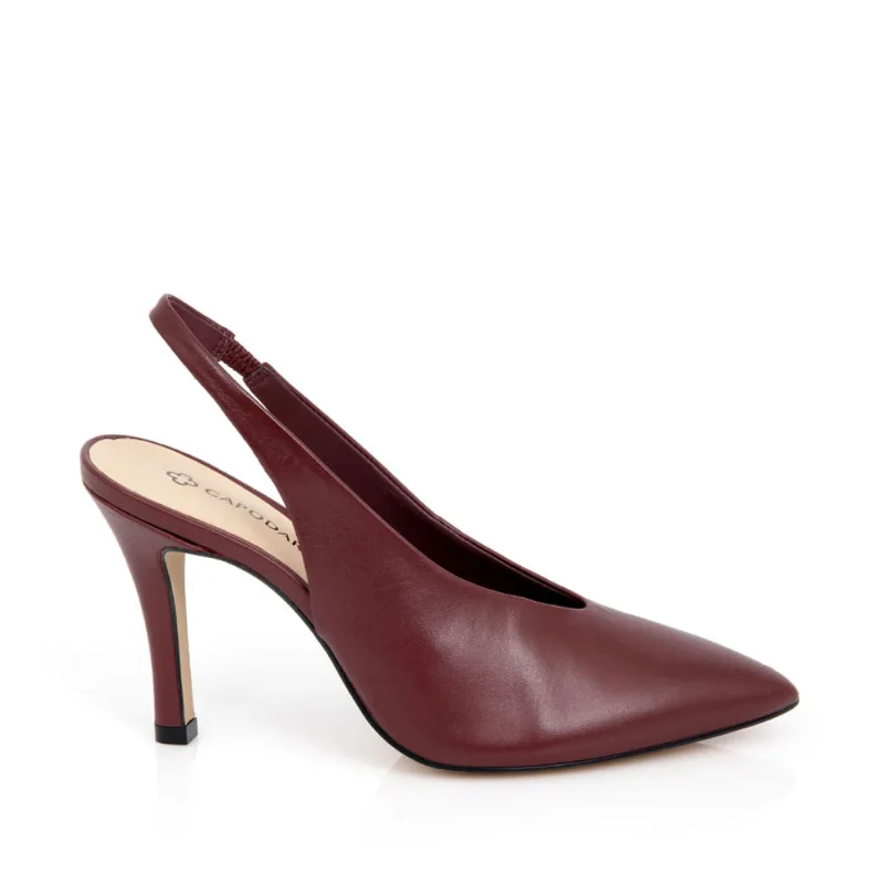 Scarpin Slingback Salto Alto Couro Bordô 39 - CAPODARTE