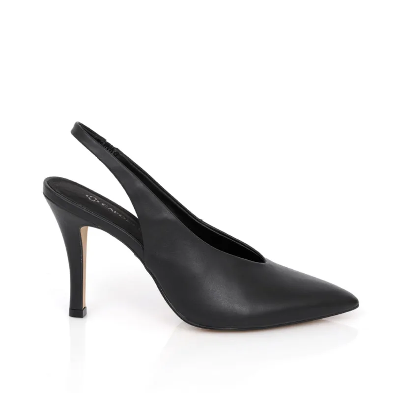 Scarpin Slingback Couro Preto 38