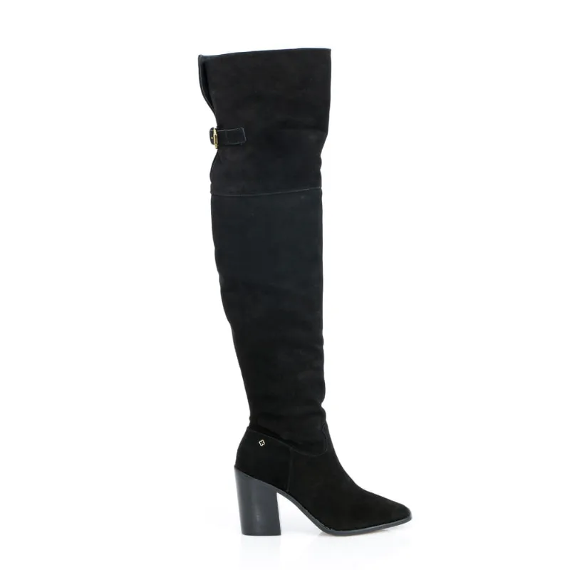 Bota Over The Knee Couro Nobuck Preta 39