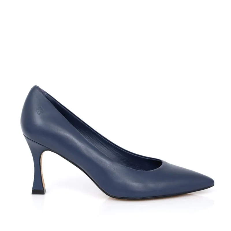 Scarpin Salto Bloco Couro Marinho Azzurro 38