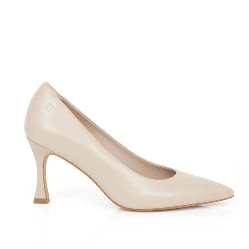 Scarpin Bico Fino Couro Nude Seda 34