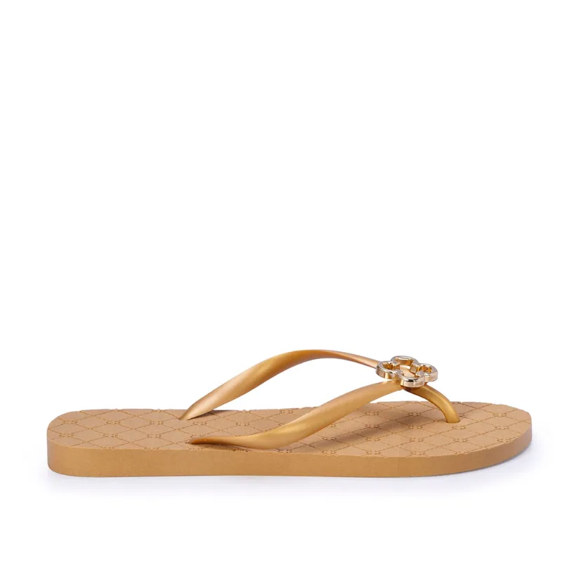 Chinelo de Dedo Monograma Dourado Bico Redondo 37.38