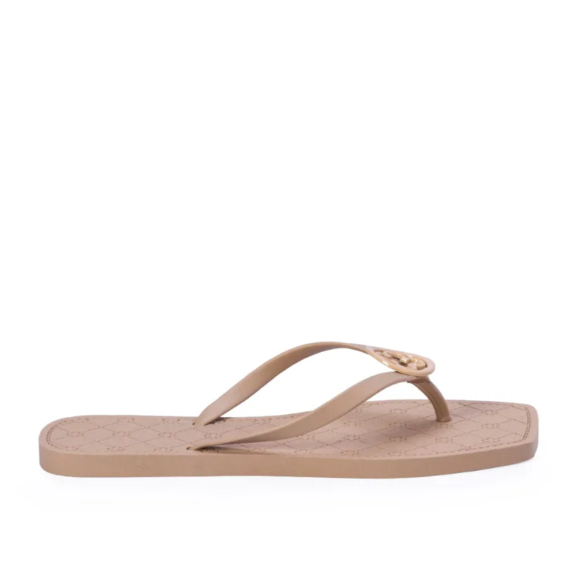 Chinelo de Dedo Bico Quadrado Nude Seda 35.36