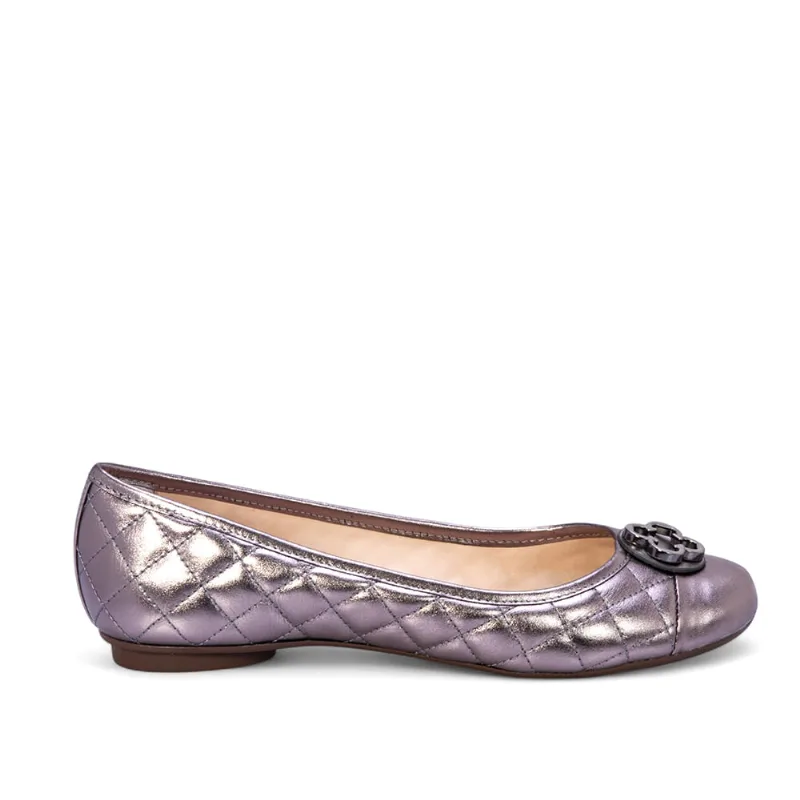 Sapatilha Catherine Couro Cinza Pewter Matelassê 35