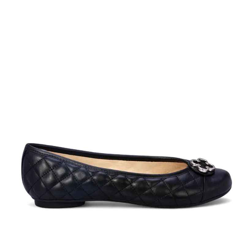 Sapatilha Catherine Vintage Preta Couro Matelassê 37