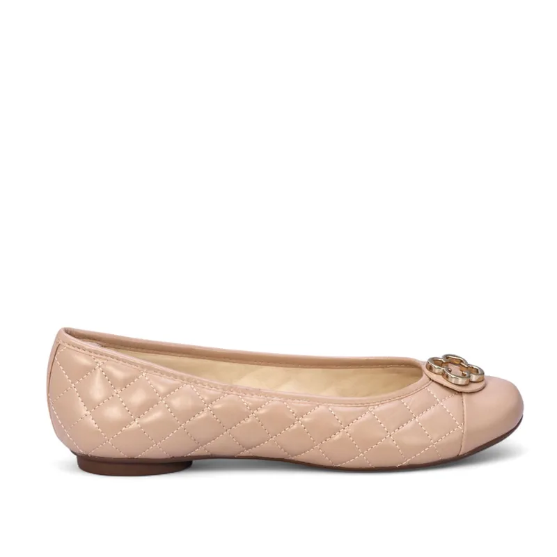 Sapatilha Catherine Vintage Couro Nude Seda Matelassê 36