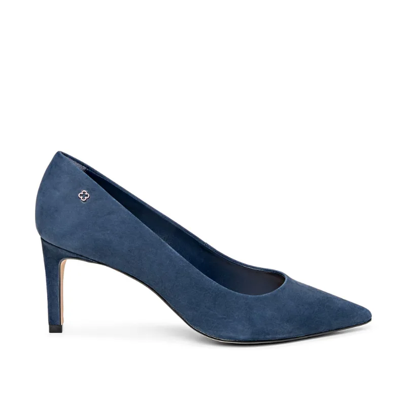 Scarpin Salto Alto Couro Nobuck Marinho Azzurro 34