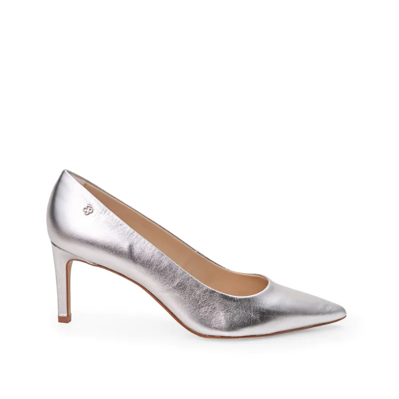 Scarpin Salto Alto Couro Metalizado Prata 37