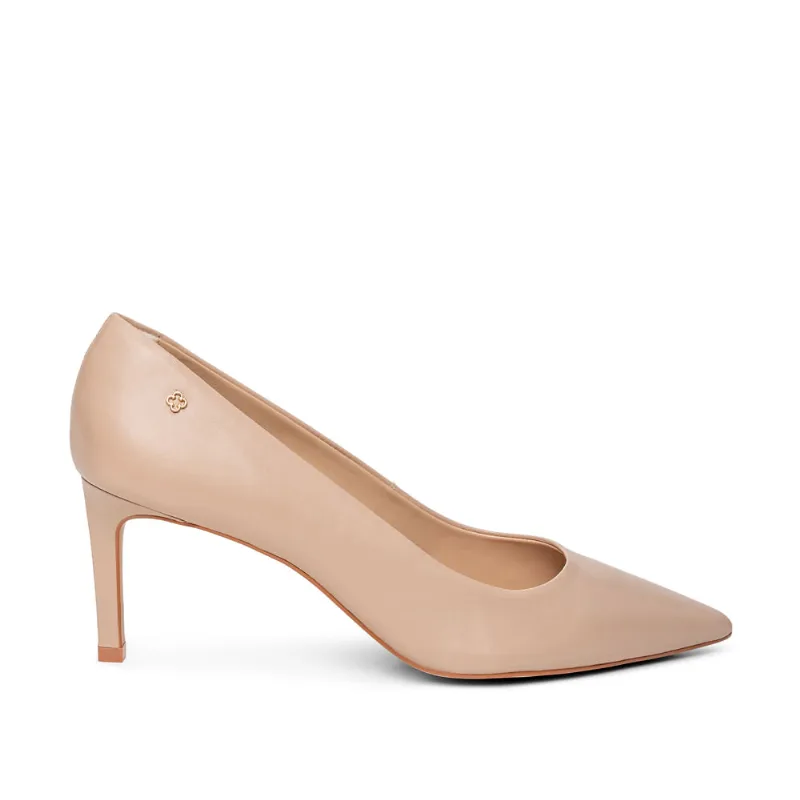 Scarpin Salto Alto Couro Nude Seda 33